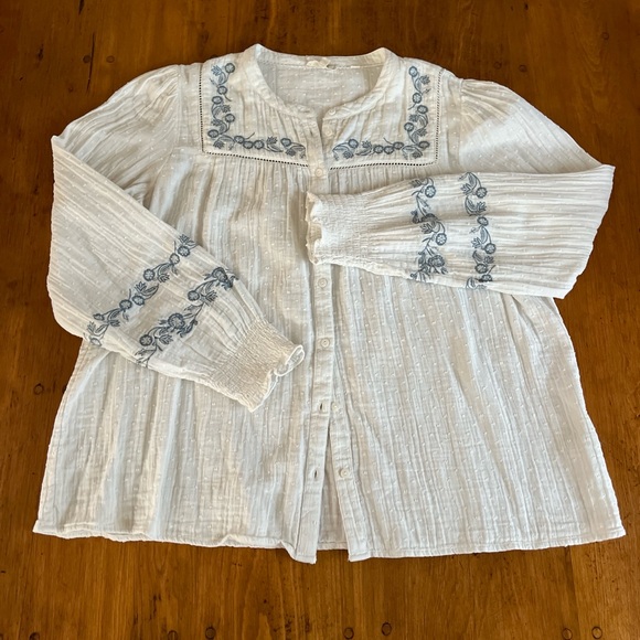 Fat Face Cotton Embroidered Top Size 12 - Picture 1 of 9